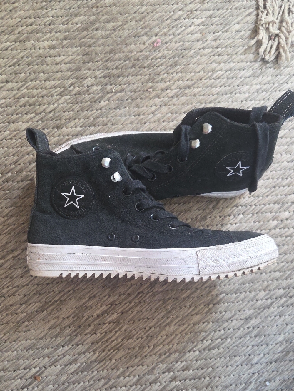 Converse Black Suede Platform High-Top Sneakers 8.5